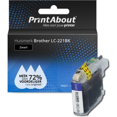 PrintAbout Brother LC-221BK Zwart Inktcartridge