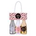 accentra - Laten we vieren geschenkset vrouwen in plastic champagneflessen - bad- & doucheset met theeroos & fluweel incl. douchegel, bodylotion & badzout - 3-delige wellnessset voor dames & meisjes