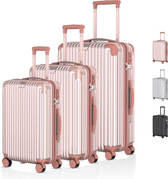 Voyagoux® - 3-delige Reiskoffer set - Rosé Goud - TSA Slot