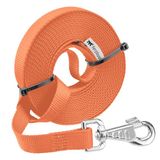 Ferplast Hondenriem CLUB, lange hondentrainingsriem, 15 m trainingslijn, nylon riem met handvat en metalen karabijnhaak, 15 meter lange hondenriem, oranje
