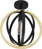 Eglo Basildon Plafondlamp - E27 - Staal|Hout - Zwart|Bruin