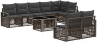 vidaXL Tuinbank Set 9 st Grijs en Donkergrijs polyrattan