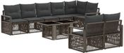vidaXL Tuinbank Set 9 st Grijs en Donkergrijs polyrattan