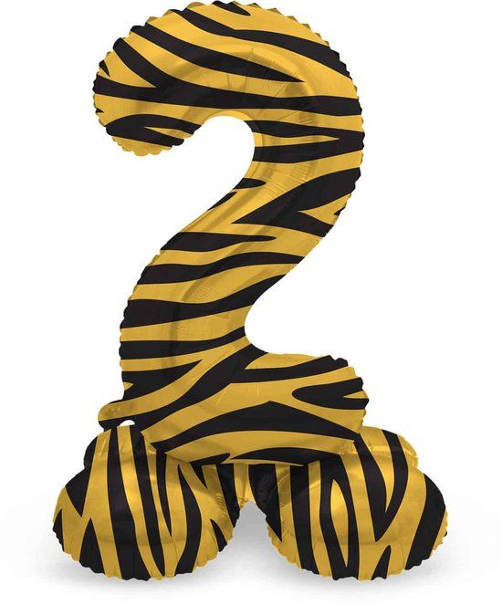 Folat Staande Folieballon Cijfer 2 Tiger Chic - 72 cm