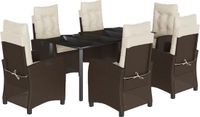 vidaXL 7-delige Tuinset met kussens, polyrattan, bruin