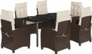 vidaXL 7-delige Tuinset met kussens, polyrattan, bruin
