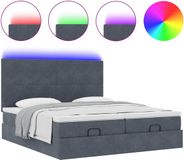 vidaXL - Bedframe - Ottoman - met matrassen en LED's - 180x200cm - fluweel - Donkergrijs