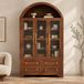 STILVORA Dressoir - Moderne Opbergkast Met 3 Glazen Deuren, 4 Lades En Open Boogvak - Voor Woonkamer Of Hal - MDF - 110x40x185 Cm - Walnootkleur