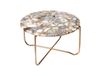 VINTORA Table basse ronde en agate colorée et métal doré