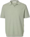 Selected SLH Mattis SS Linen Blend Struc Open Polo Aqua Gray XXL