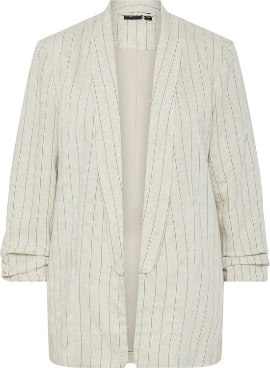 PIECES - PCPIA BOSELLA BLAZER WVN NOOS - Dames - Blazers - Grijs - S - Gestreept - Viscose/Linnen