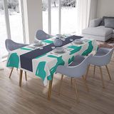 Bonamaison Tafelkleed, Anti-Mold, Sneldrogend, Waterdicht, 100% Polyester Tafellaken, Turkoois, wit, 140 x 200 Cm