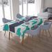 Bonamaison Tafelkleed, Anti-Mold, Sneldrogend, Waterdicht, 100% Polyester Tafellaken, Turkoois, wit, 140 x 200 Cm