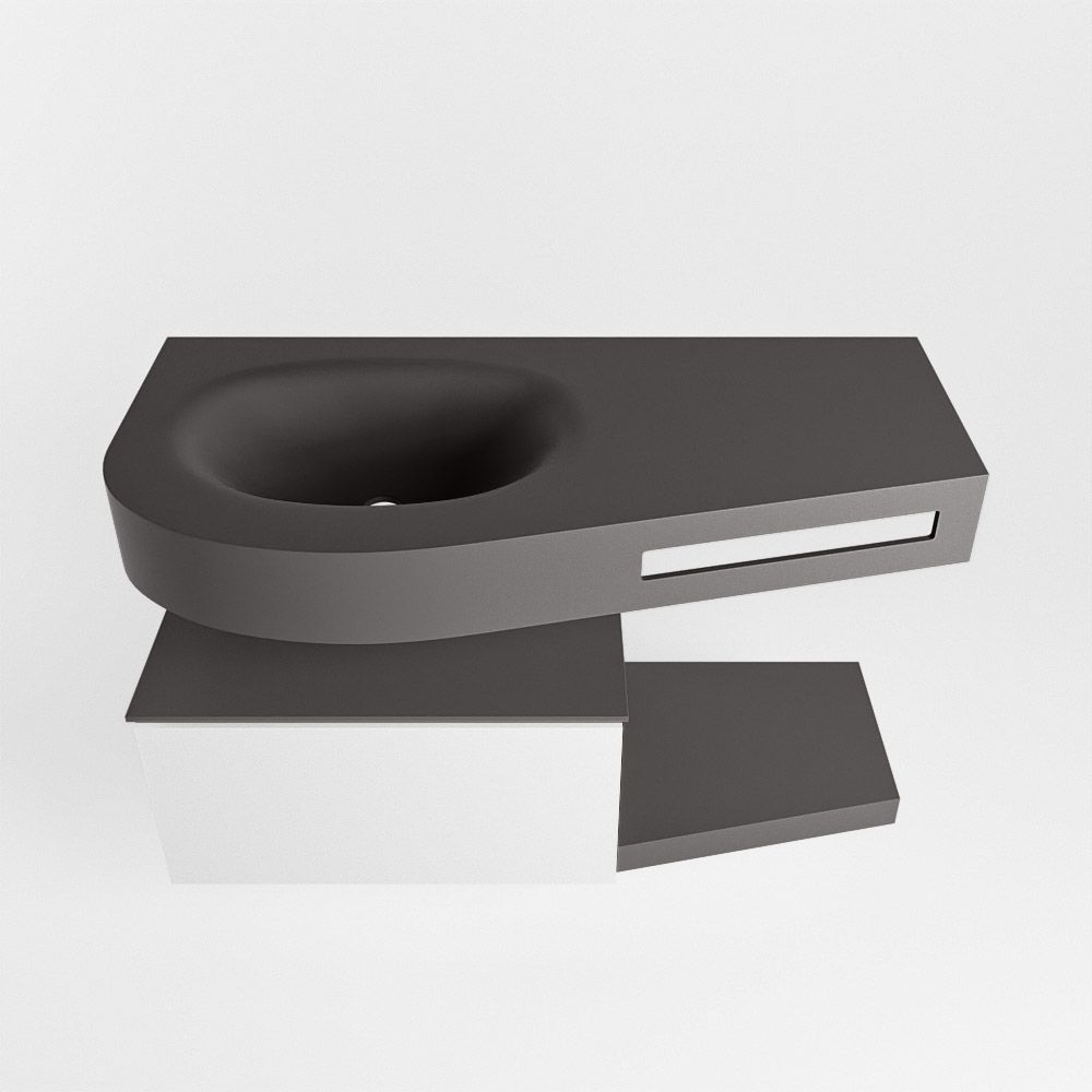 Mondiaz Riva Dulcet badkamermeubel links 100cm Dark Grey/Talc