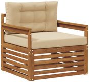 vidaXL Buitensofa Massief Acacia Hout en Polyester Natuurlijk en Beige