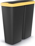Prosperplast Keden Duo Prullenbak - Vuilnisbak 50L met Dubbel Deksel 55x25x57cm - Zwart