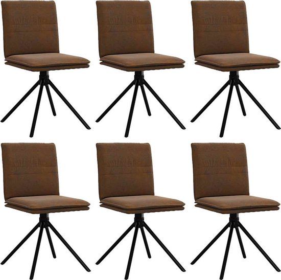vidaXL Eetkamerstoelen 6 stuks kunstsuède bruin