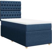 vidaXL Boxspring met matras stof blauw 90x190 cm