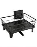 Sekey Sekey Afdruiprek van RVS – Compact Dish Drying Rack met Bestekhouder, Roestbestendig en Voedselveilig, Stabiel Afdruiprek voor Aanrecht of Spoelbak, Zwart