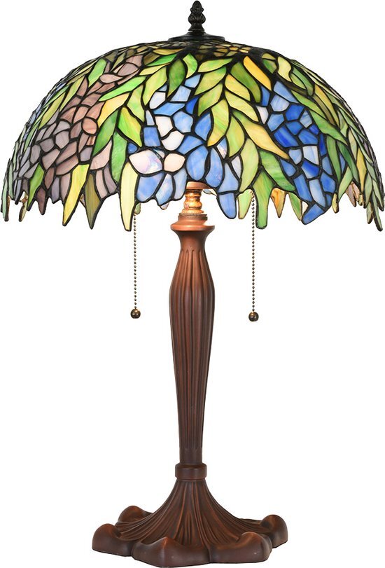 LumiLamp Tiffany Tafellamp Ø 41x60 cm Groen Glas Tiffany Bureaulamp