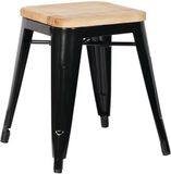 Bolero Stalen Kruk Met Houten Zitting - Zwart (4 Stuks)