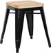 Bolero Stalen Kruk Met Houten Zitting - Zwart (4 Stuks)