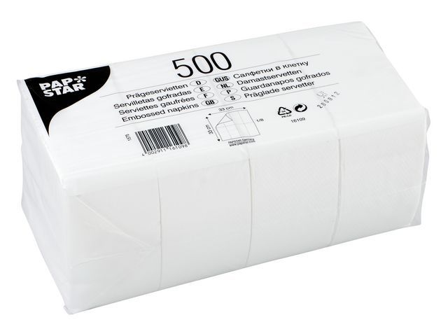 PAPSTAR Papieren Servetten - 33 x 33 cm - 1 Laags - Wit
