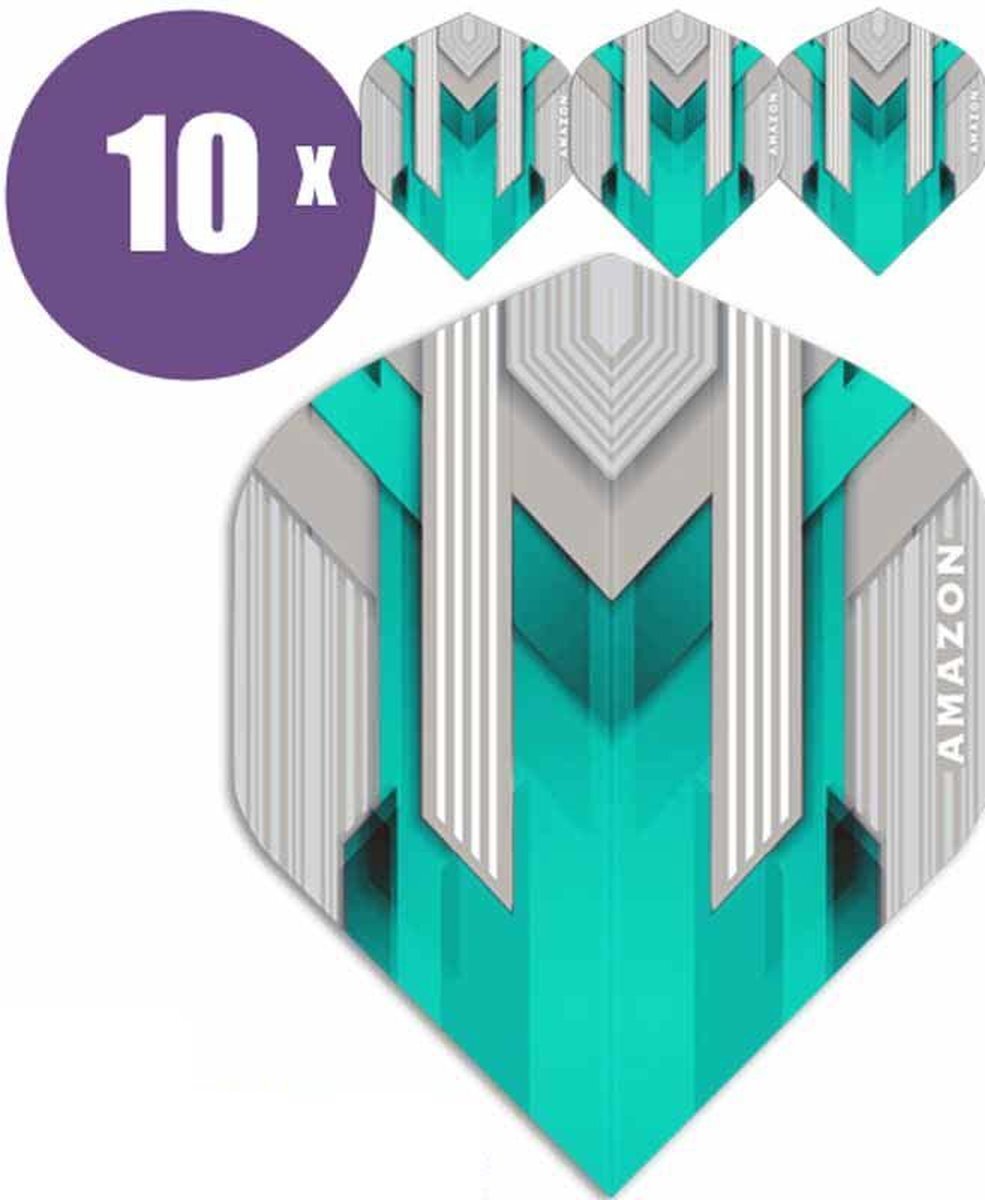 ABC Darts Flights - Amazon silver Aqua - 10 sets (30 st.) Dart Flights