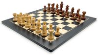 Jeu d'échecs italien, pièces d'échecs en bois d'acacia, modèle classique. Comprend un échiquier en panneau de fibres, bois et ébène, dimensions 40