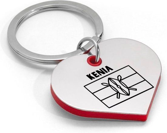 Akyol - Kenia Sleutelhanger Hartvorm - Zilver - Unisex