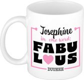 Bellatio Decorations Naam mok Josephine - wit - Fabulous - keramiek - 300 ml