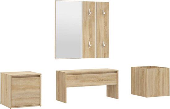 vidaXL Garderobe set bewerkt hout sonoma eikenkleurig