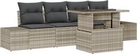 vidaXL Bankstel Lichtgrijs Polyrattan