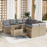 vidaXL Tuinbank - Set - 9-delig - Beige - Polyrattan