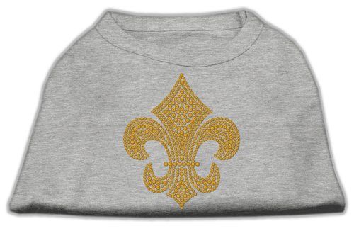 Mirage Gold Fleur De Lis Rhinestone Pet Shirt - Grey - Large