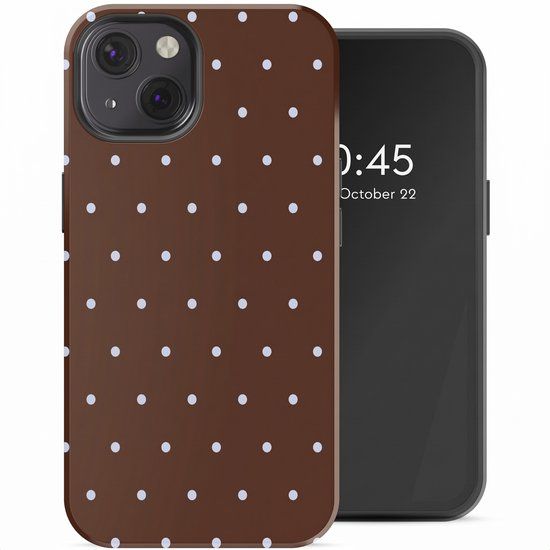 Selencia Hoesje - Geschikt voor Apple iPhone 13 - Backcover - Happy Dots Chocolate