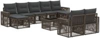 vidaXL Tuinbank - Set - 10-stuks - Grijs en Donkergrijs - Polyrattan