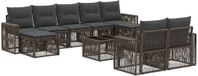 vidaXL Banc de jardin - Set - 10 pièces - Gris et Gris foncé - Polyrotin