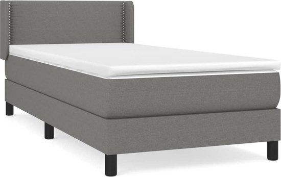 vidaXL Boxspring met matras stof donkergrijs 90x190 cm