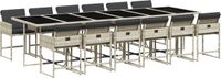 vidaXL 13-delige Tuinset met Kussens Poly Rattan Lichtgrijs