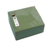 PRONAPPE - 50 cocktailservetten 20 x 20 cm - microwafelpapier - 2-laags watten - olijfgroen