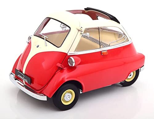 KK Scale KKDC120043 - B-M-W 250 Isetta Red & White 1959 met opening voordeur en apart gesloten dak Part - schaal 1/12 - verzamelstuk