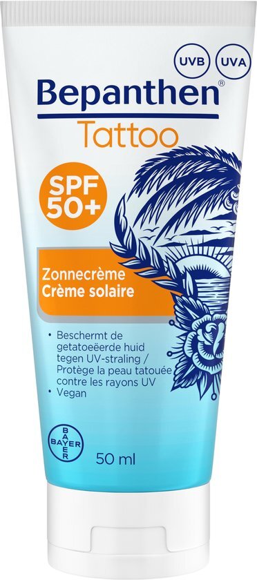 Bepanthen - Tattoo Zonnebrand - SPF 50+ - beschermt de getatoe&#235;erde huid - 50 ml