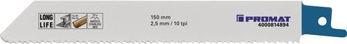 Promat/Tecwerk Reciprozaagblad 150mm TPI 10 2,5mm Gefreesd, Getordeerd 5 Stuks