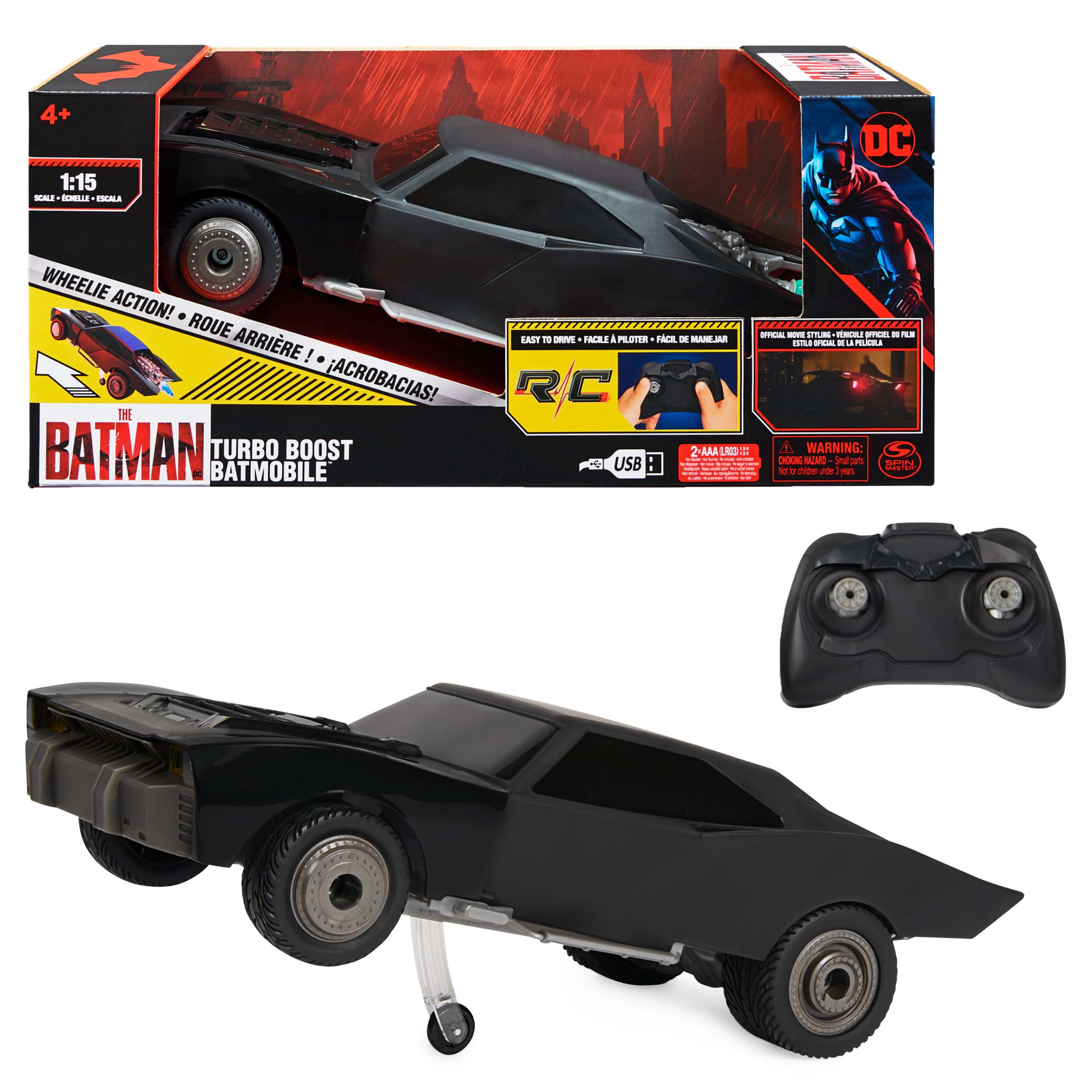 Spin Master DC Comics Batman - offici&#235;le The Batman film collectie - Turbo Boost Batmobile op afstand bestuurbare auto