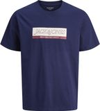 JACK&JONES Jongens T-shirt JORINWOOD BLOCK BRAND TEE SS CN NOOS JNR - Blauw - Maat 152