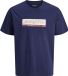 JACK&JONES Jongens T-shirt JORINWOOD BLOCK BRAND TEE SS CN NOOS JNR - Blauw - Maat 152