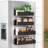 Famanu - Magnetisch kruidenrek set van 4 – zwart – koelkast organizer voor kruidenpotjes