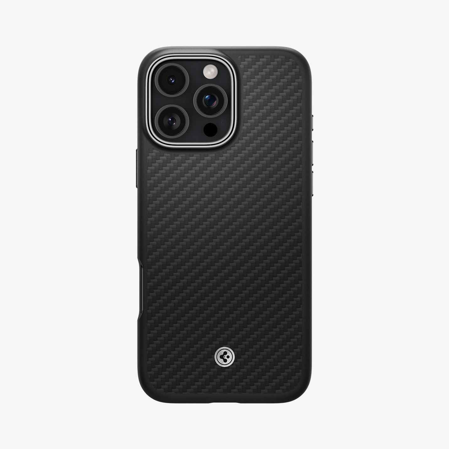 Spigen Enzo Aramid Hoesje Geschikt voor Apple iPhone 16 Pro Max - Aramide Back Cover - Compatibel met MagSafe - Militaire Standaard - Matte Zwart Zilver