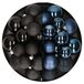 Decoris boules de Noël 60x pièces - mélange noir/bleu foncé - 4-5-6 cm - plastique - décoration de Noël
